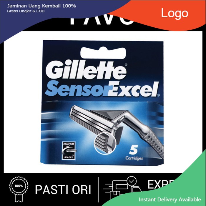 New Pisau Cukur Gillette Sensor Excel - 5 Cartridges - Alat Cukur Terbaik
