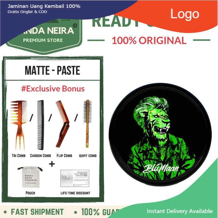 New BluMaan Monarch Matte Paste Pomade Original Impor Murah - NO BONUS