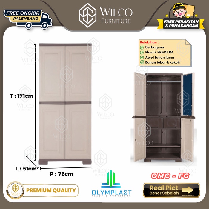 Lemari Pakaian Plastik Olymplast OMC FG 2 Pintu Minimalis Tanpa Kaca