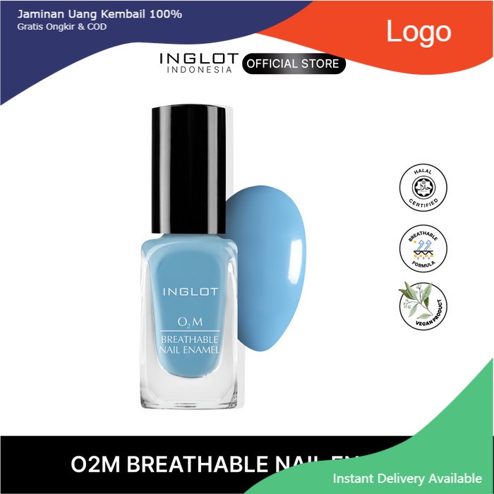 INGLOT O2M Breathable Nail Enamel 667 - Kutek Halal, 11 ml - 667 Light Blue