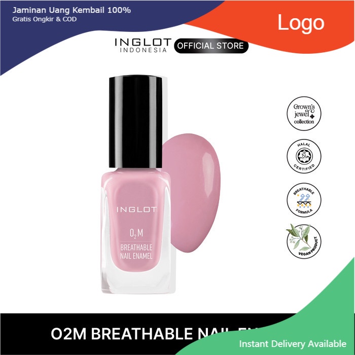 INGLOT O2M Breathable Nail Enamel 446 - Kutek Halal Soft Pink, 11 ml