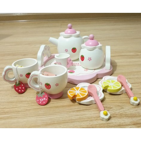 goplay.id - Wooden Toys MotherGarden Tea set white - mainan anak