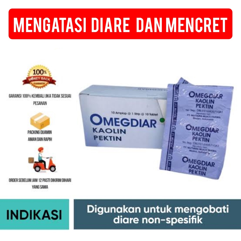 Omegdiar Tablet Kaolin Pektin Mengatasi Diare Dan Mencret Strip PRODUK ORIGINAL/BPOM