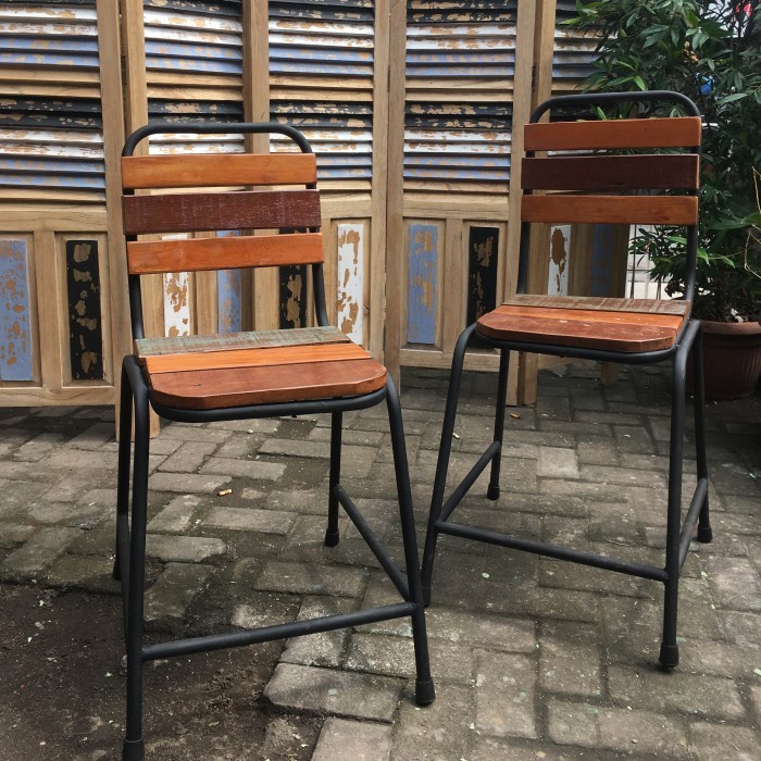 Kursi Cafe/Kafe Kombinasi Besi Kayu Vintage