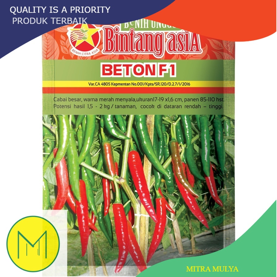 Bibit Tanaman Benih Cabai Cabe Besar Hibrida BETON F1 10 Gram Merk Bintang Asia PT Benih Citra Asia 