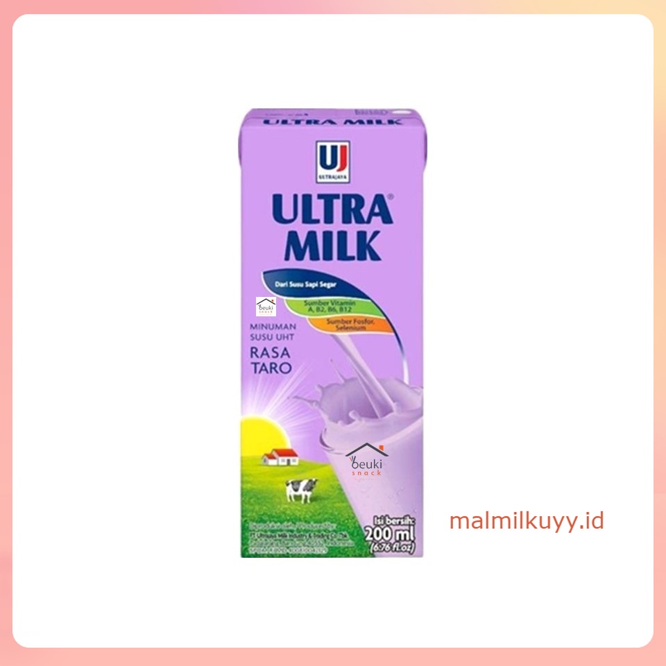 

Susu UHT Ultra Milk 200ml Susu Sapi Segar Rasa Taro