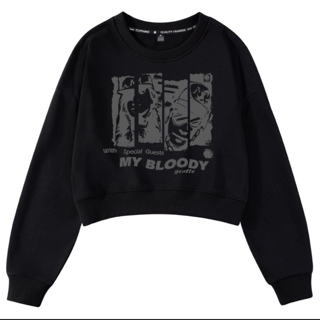 Baju Sweater Wanita Outfit Cewek Kekinian Switer Murah MY BLOODY SPECIAL GUEST   CROOPE Kece