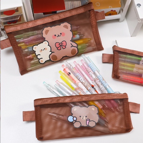 

BOSJKT1536 Tempat Pensil Zipper Pouch Motif / Tempat Pensil Pena Nylon Mesh Karakter