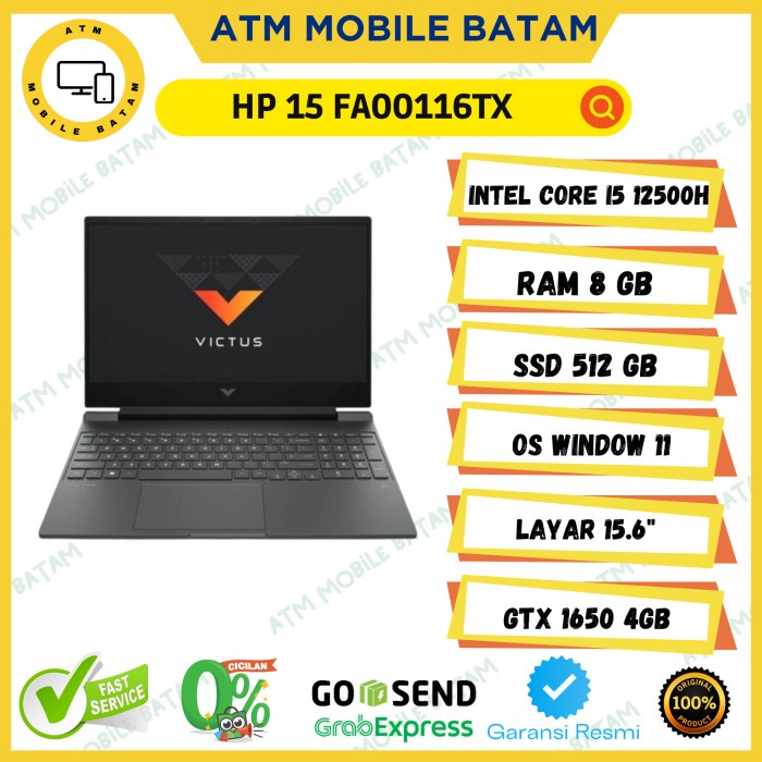 HP VICTUS 15-FA0116TX i5-12500H 16GB 512GB GTX1650 4GB 15.6" OHS W11