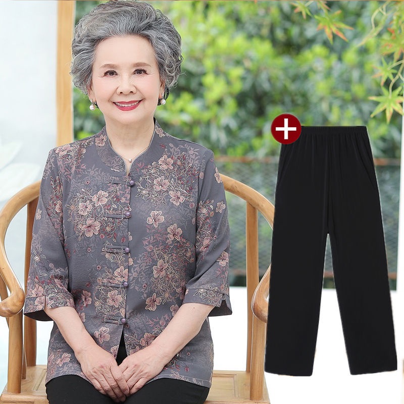 Baju Wanita Usia Menengah Dengan Mantel Tipis Musim Panas Ibu Baju Musim Panas Dengan Blus Blus Nene