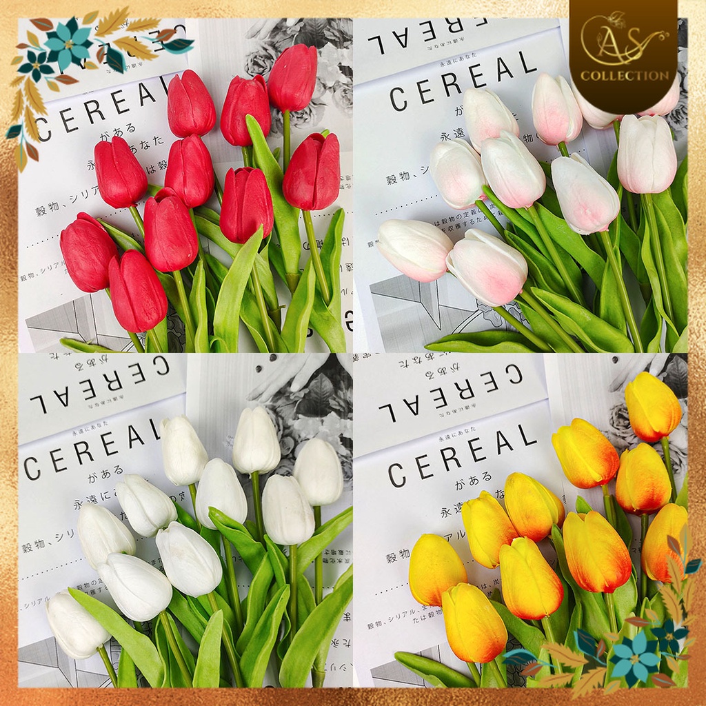 Bunga mawar Tulip latex 1 cabang - bunga plastik - Imitasi bunga asli - Imitasi bunga mawar tulip tu