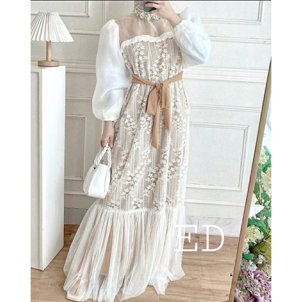 Dress Maxi Gamis Wanita Muslimah Brukat Terbaru 2023 - dress kartika brukat Gamis Brukat Premium Pol