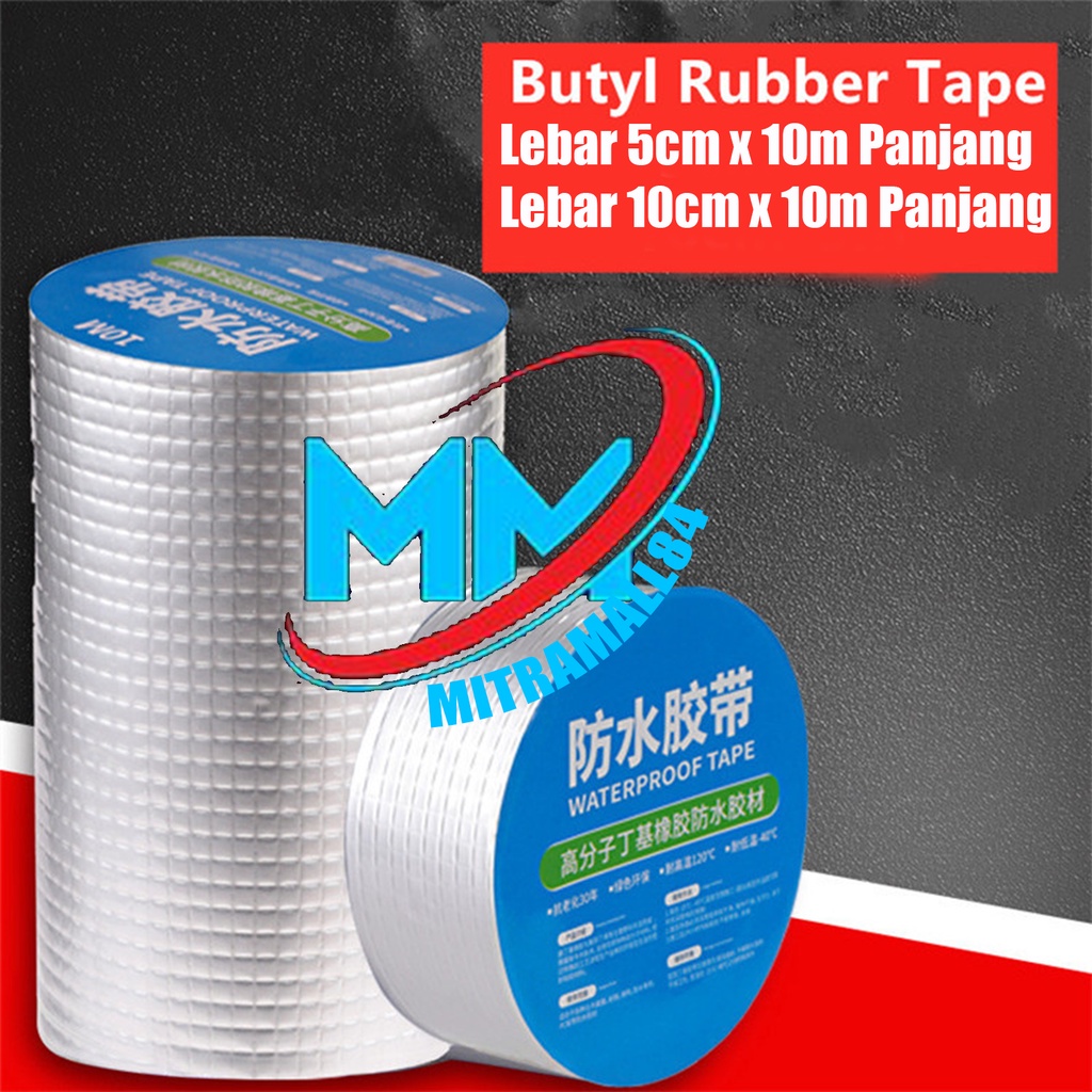Lakban Anti Bocor Lebar 10cm 20cm x Panjang 5m 10m Aluminium Foil Perekat Super Tape Waterproof