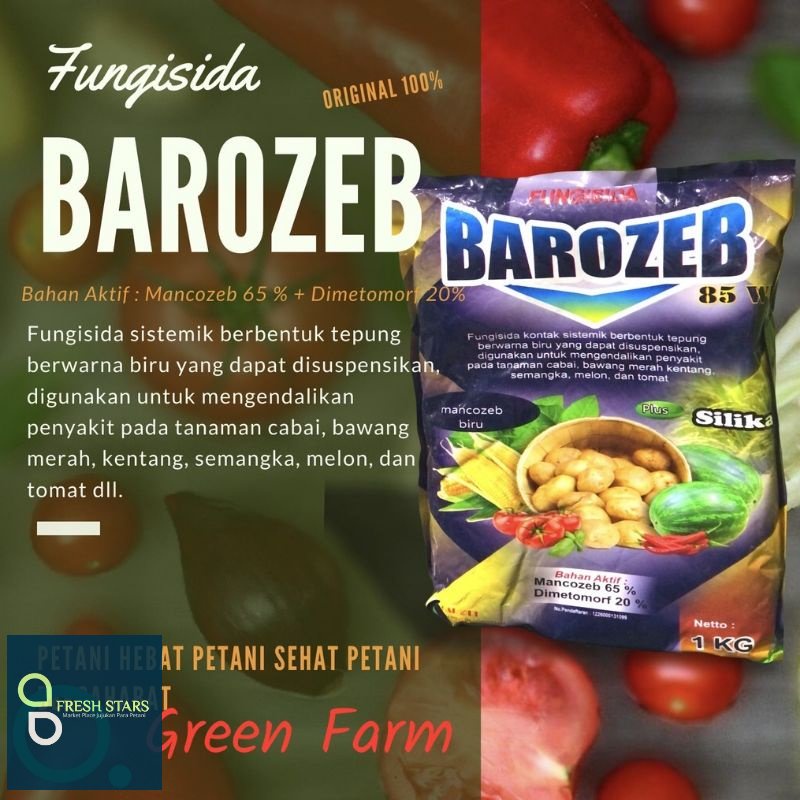 

Fungisida Barozeb 85wp Mancozeb Biru 2 Bahan Aktif Mancozeb dan dimetomorf Murah Lebay