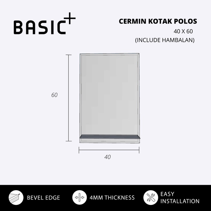 TERBARU Kaca Cermin Gantung Kotak Polos / Cermin Washtafel Cermin Kamar Mandi