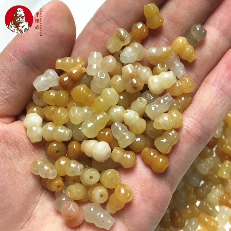 (100 Buah)Giok giok tua giok giok emas batu giok, bagian labu manik-manik giok aksesoris DIY, manik-