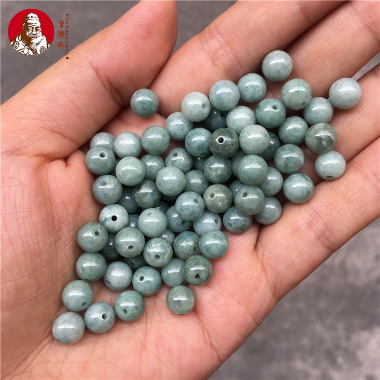 (40 Buah) Manik-manik Bulat Barang Zamrud A Manik-manik Longgar Hijau Minyak Aksesori Setengah Jadi 