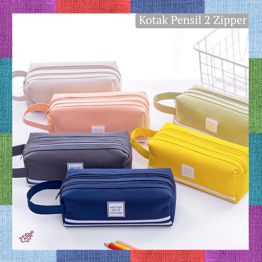 

Kotak Pensil Besar Double Zipper Warna Pastel Dua Resleting Dual Zipper Muat Banyak - (GG0287)