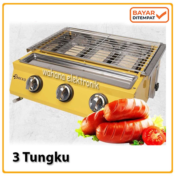 KOMPOR PANGGANG 3 TUNGKU(SOSIS BAKAR, AYAM, IKAN, SATE) PANGGANGAN GAS - KOMPOR