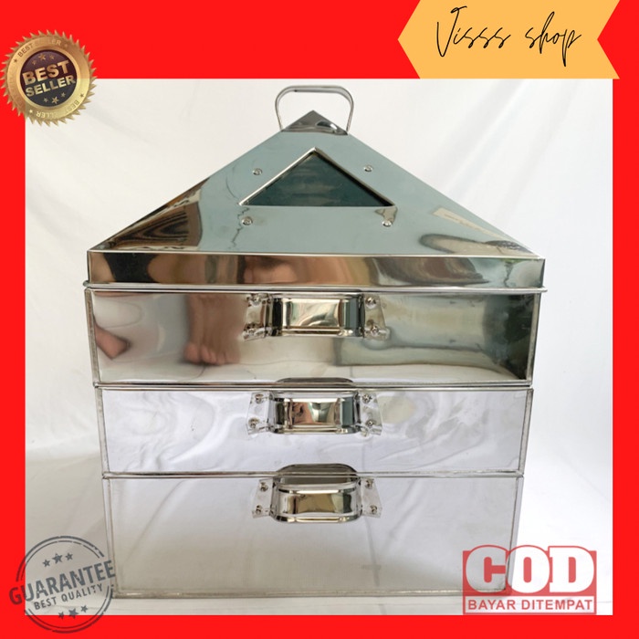 NEW Klakat Susun Stainless kukusan kotak persegi dimsum Bolu Kukus - 40cm 2susun