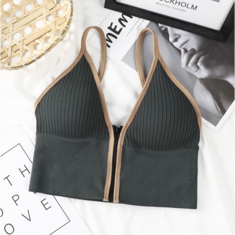 BRA SPORT DENGAN RESRITING ELEGAN/BRALETTE ALA KOREA/BRA SEXI /TANKTOP BRA KROPTOP-Hijau