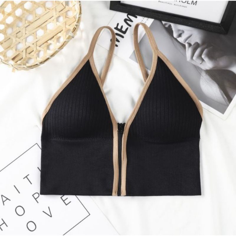 BRA SPORT DENGAN RESRITING ELEGAN/BRALETTE ALA KOREA/BRA SEXI /TANKTOP BRA KROPTOP-Hitam