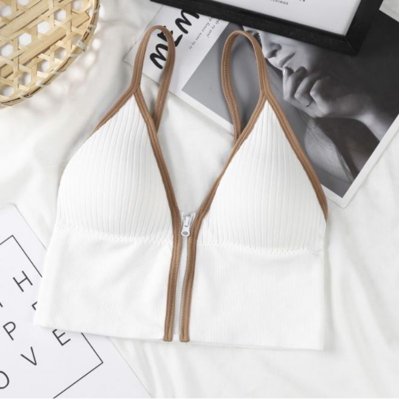 BRA SPORT DENGAN RESRITING ELEGAN/BRALETTE ALA KOREA/BRA SEXI /TANKTOP BRA KROPTOP-Putih
