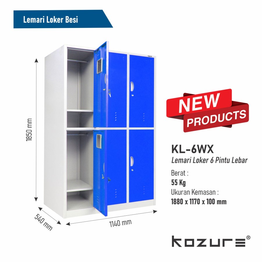 Lemari Loker Besi Kozure KL-6WX Locker 6 Pintu KOZURE KL6WX - Lemari Kabinet Kunci