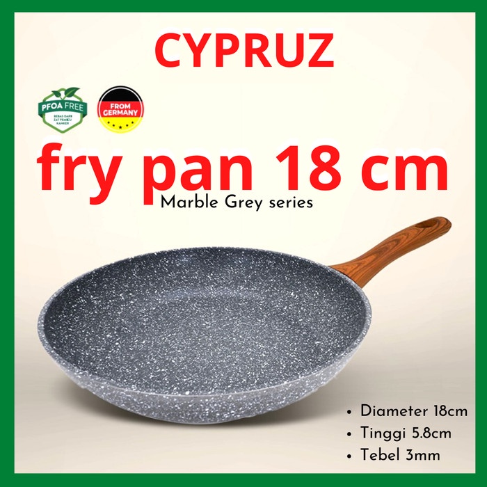 PROMO cypruz marble wok pan fry pan sauce pan wajan keramik anti lengket - fry pan 18