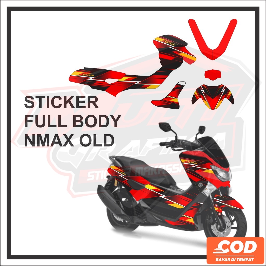 Stiker Decal Motor YAMAHA NMAX OLD Full Body Sticker NMAX Lama Warna Merah Kuning Keren Bisa COD