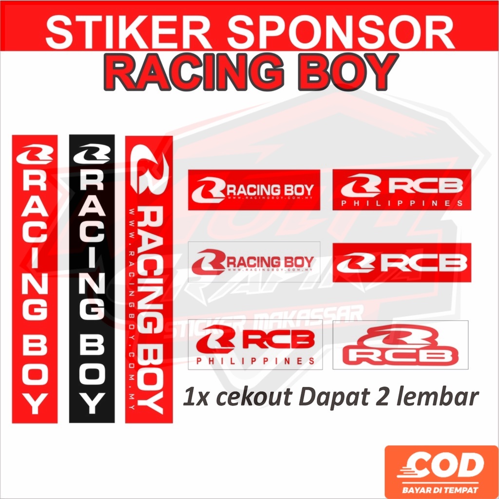 STIKER RACING BOY STICKER RCB SPONSOR SHOCK DEPAN