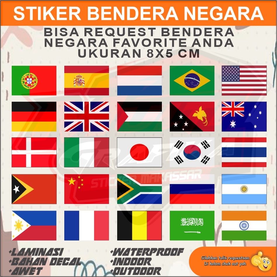 Stiker Bendera Sticker Emblem Negara Dunia Sepak Bola Fifa Ukuran 8x5 cm Multi Stiker