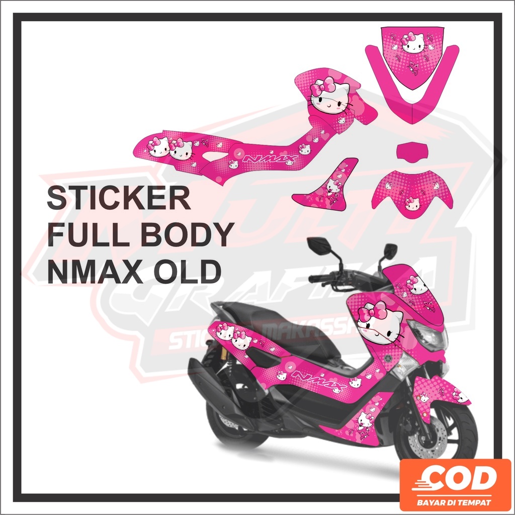 Stiker decal Motor Sticker Nmax Old N max Full Body Setiker Motor Nmx Nmax Lama Motif HELLO KITTY Multi Stiker