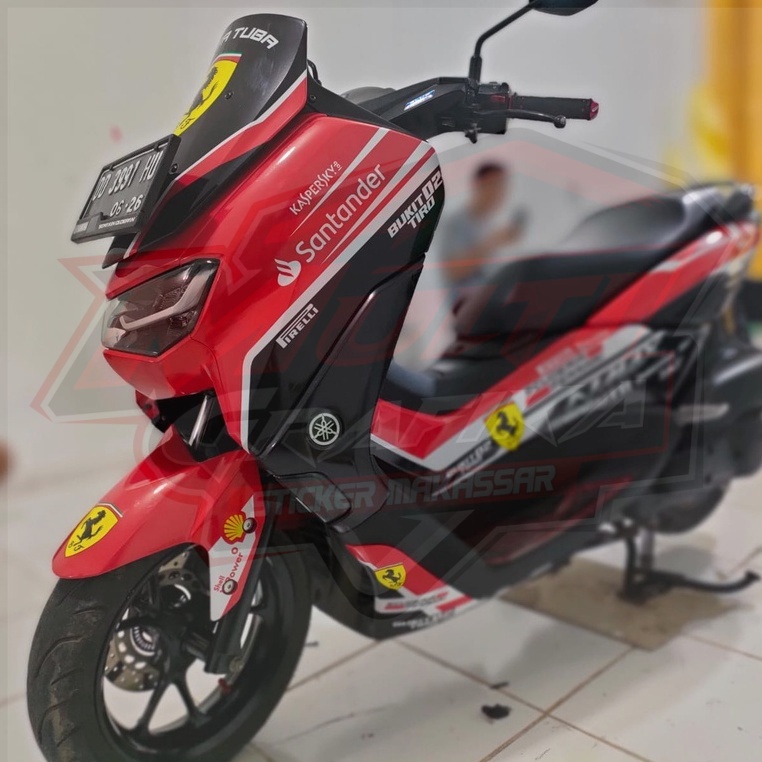 Decal Sticker New NMAX Fullbody Ferrari Merah Hitam Putih Variasi Keren multi stiker