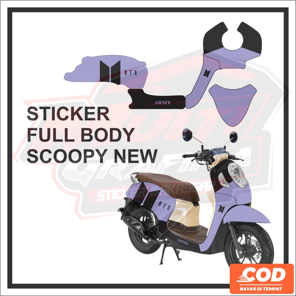 Stiker Motor HONDA SCOOPY Full Body Sticker Decal SCOOPY Motif Garis Ungu BTS Bisa COD multi stiker