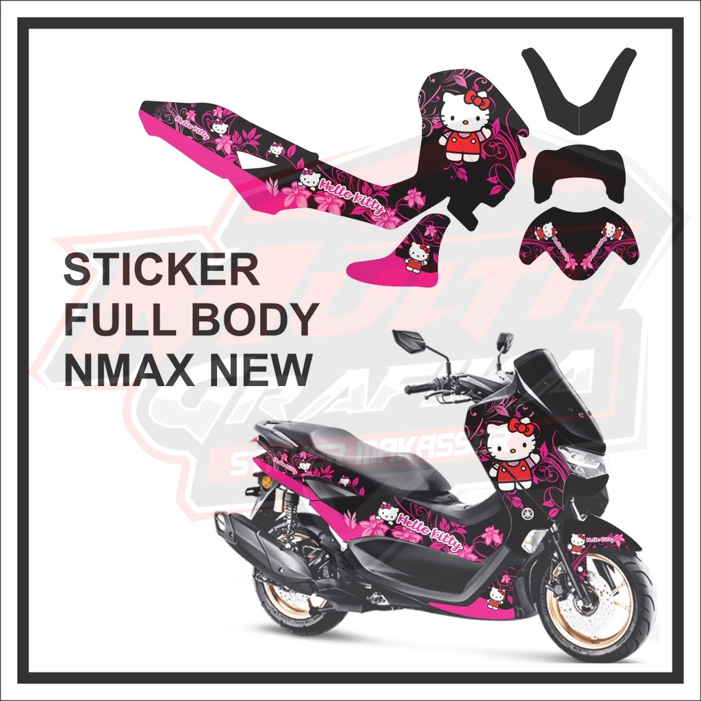 Stiker Decal Motor YAMAHA NMAX NEW Full Body Sticker NMAX Baru Motif Karakter Kartun Hello Kitty Keren Bisa Request dan COD multi stiker