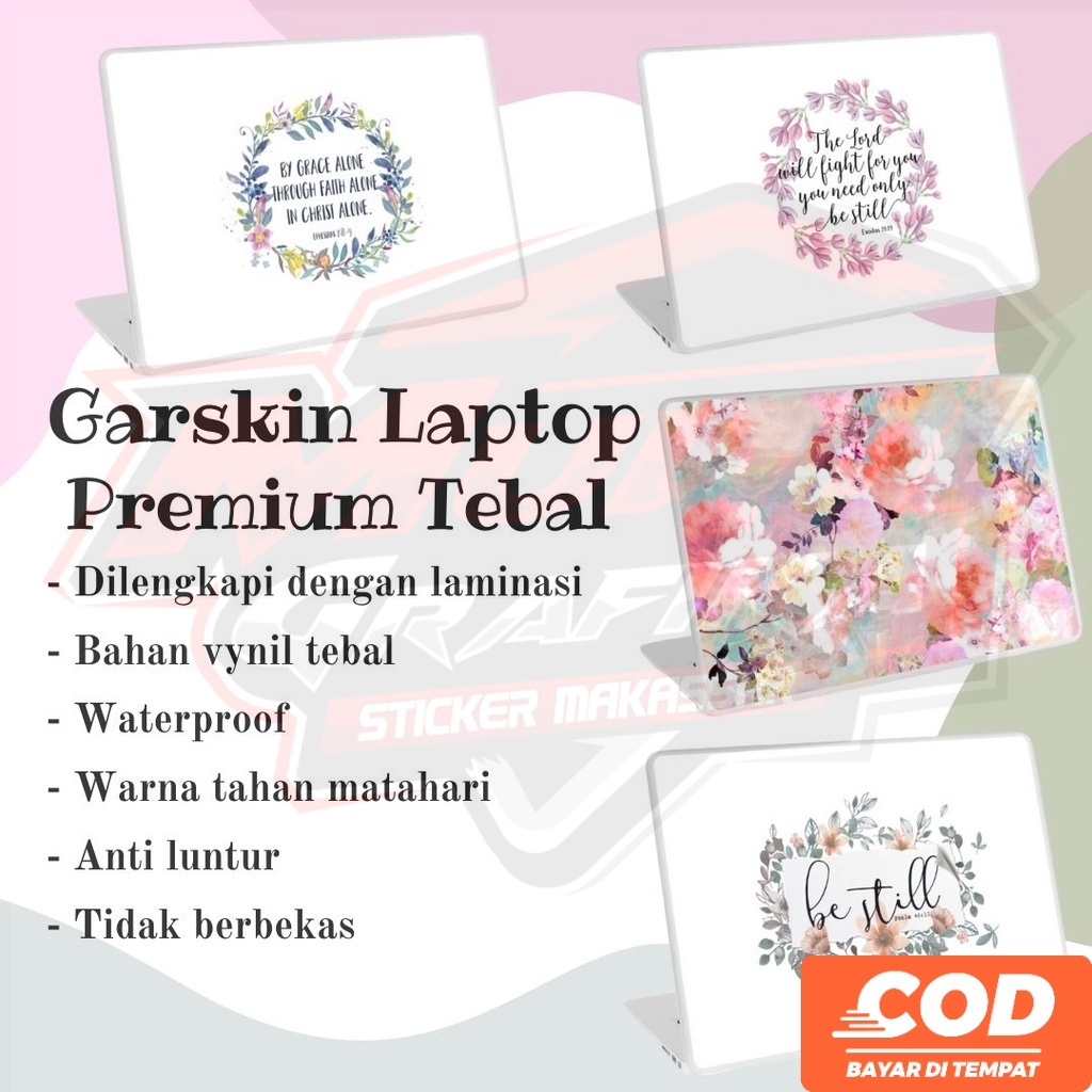 Sticker Garskin Laptop Motif Bunga Stiker Laptop Cover Protector Notebook Skin Garskin Cute Minimali