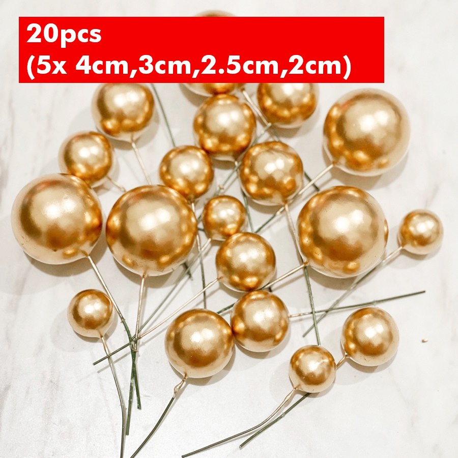 20pcs Bola Bola Tusuk Hiasan Kue / Ball Cake Topper / Hiasan Kue Ultah