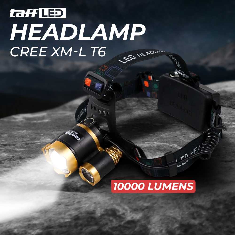 TaffLED Senter Headlamp Cree XM-L 3T6 10000 Lumens - IHT425H1 -FG37