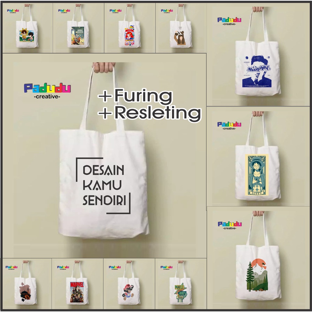 (live24) Totebag Blacu Printing Furing Bisa Custom Logo Sendiri Souvenir