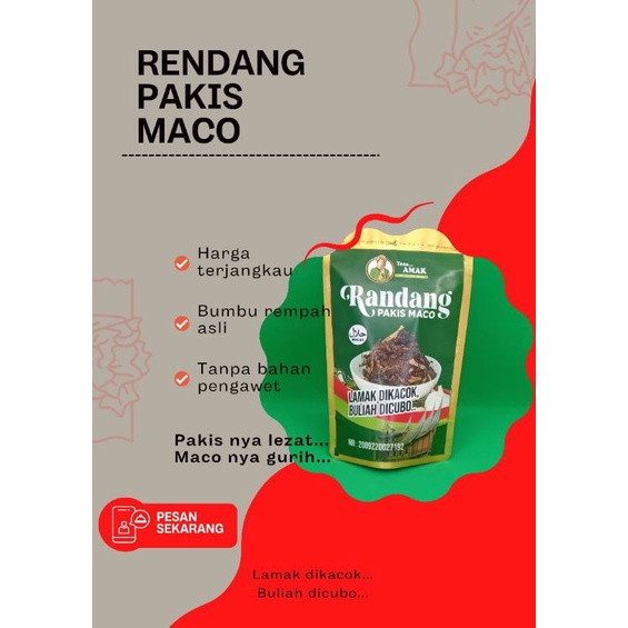 

BELI 5 GRATIS 1 RENDANG PAKIS MACO YOOO AMAK 100 gr