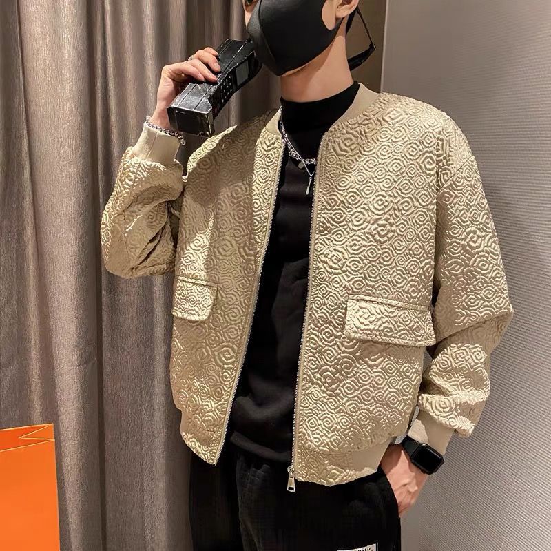 Men's trend casual versatile dark pleated style jacket jacket jacket