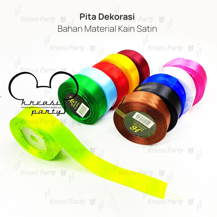 

Pita Kado Satin Jepang Ribbon per roll / Pita Kado Satin Polos