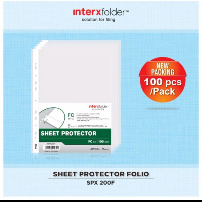 

[PROMO] sheet protector Folio FC isi 100 lembar / plastik pp pocket inter x
