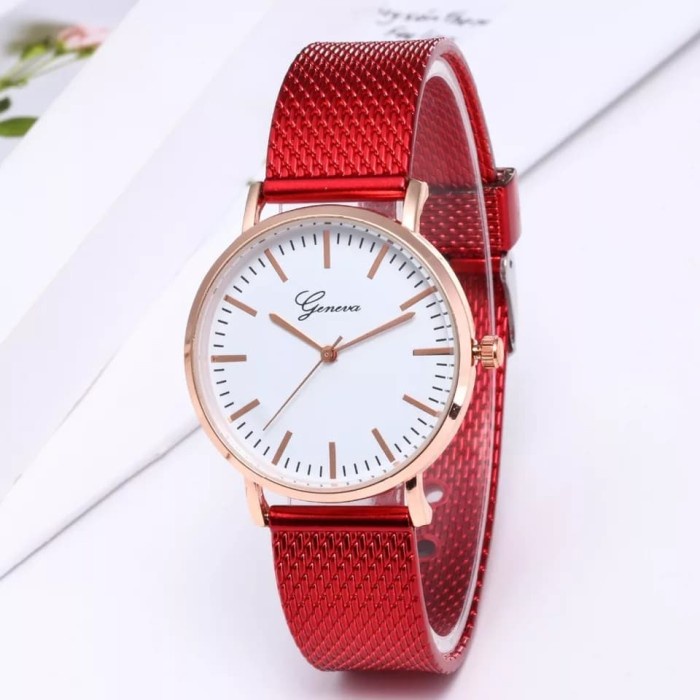 jam tangan wanita analog geneva jtw05 original impor stainless steel fashion jam tangan analog wanit