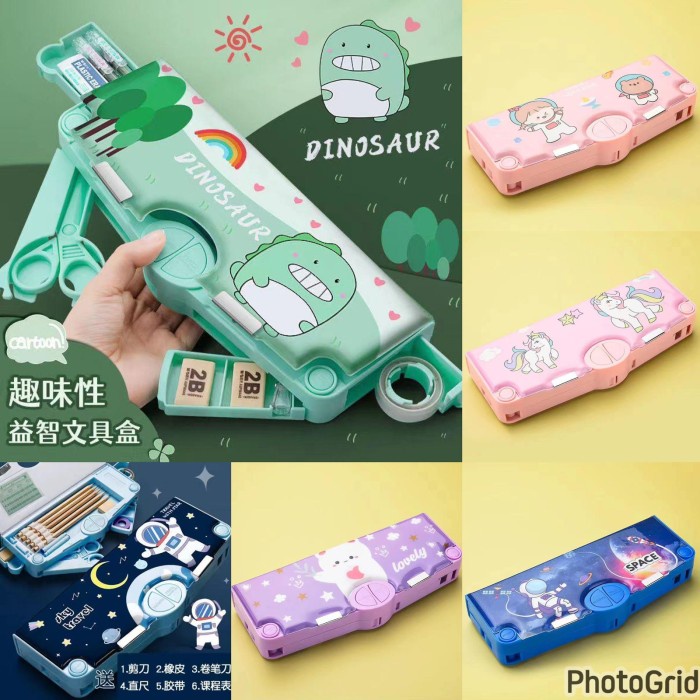 

[Promo] Kotak Pensil Anak Sekolah Mekanik Multifungsi Serbaguna Fullset garis - RANDOM