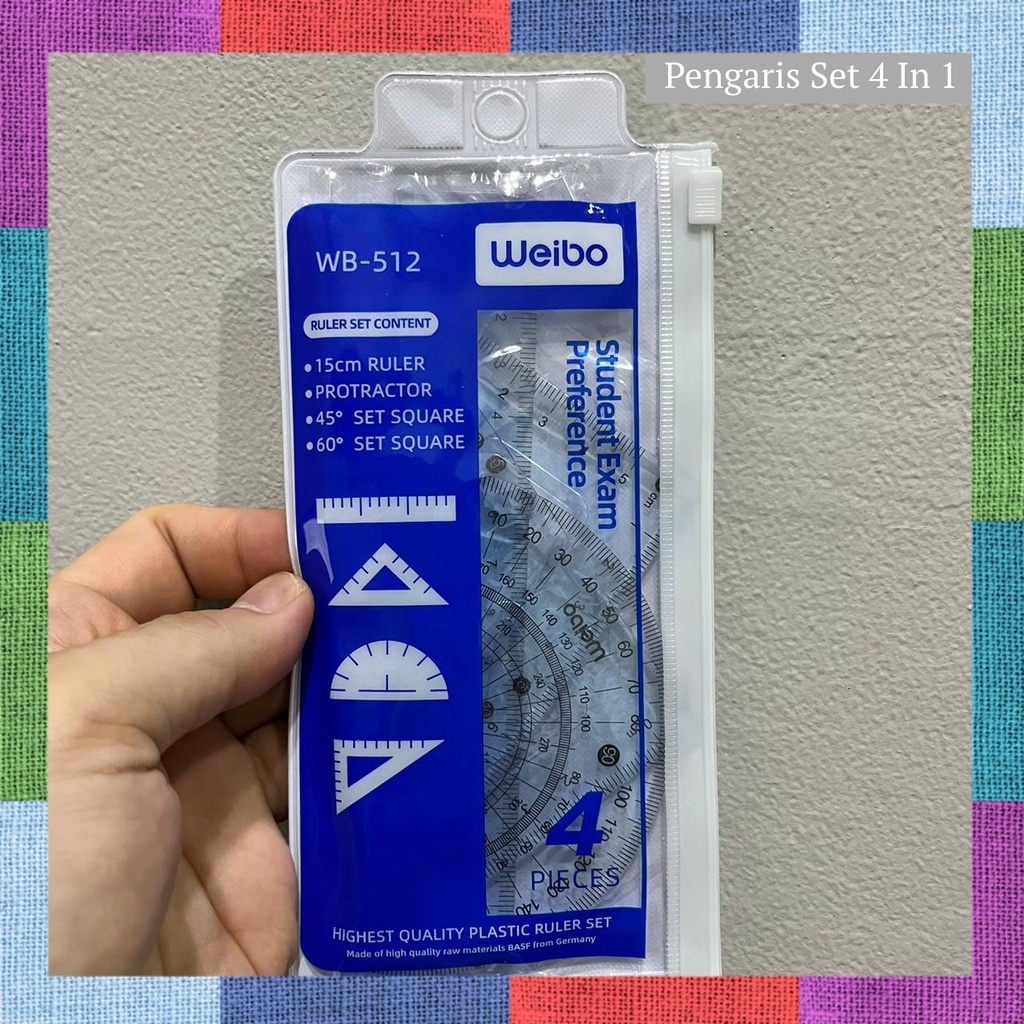 

Penggaris Plastik 1 Set 4 / Ruler Set 4 in 1 - (GG0288)