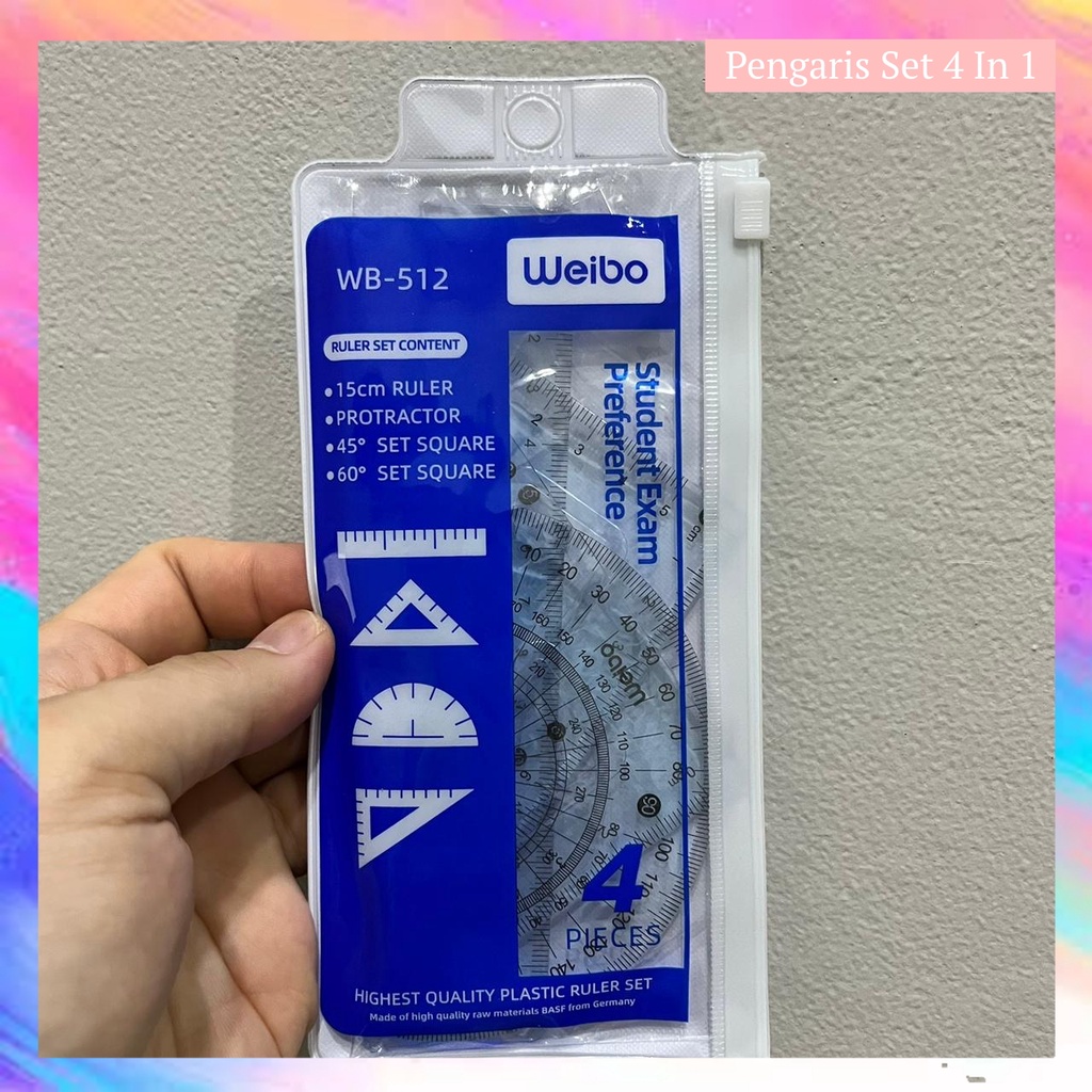 

Penggaris Plastik 1 Set 4 / Ruler Set 4 in 1