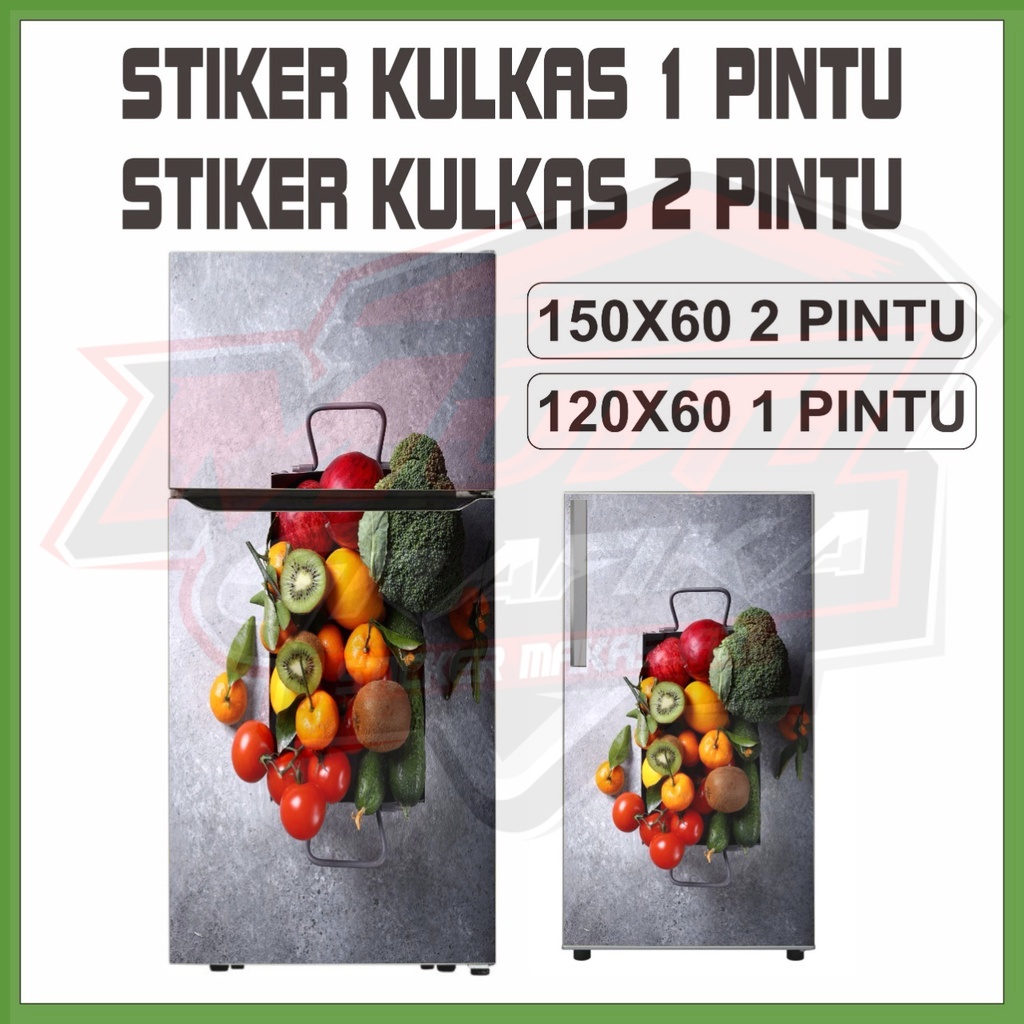 Stiker Kulkas 1 Pintu dan Sticker 2 Pintu Full Body Motif Berbagai Buah  Waterproof Bisa COD