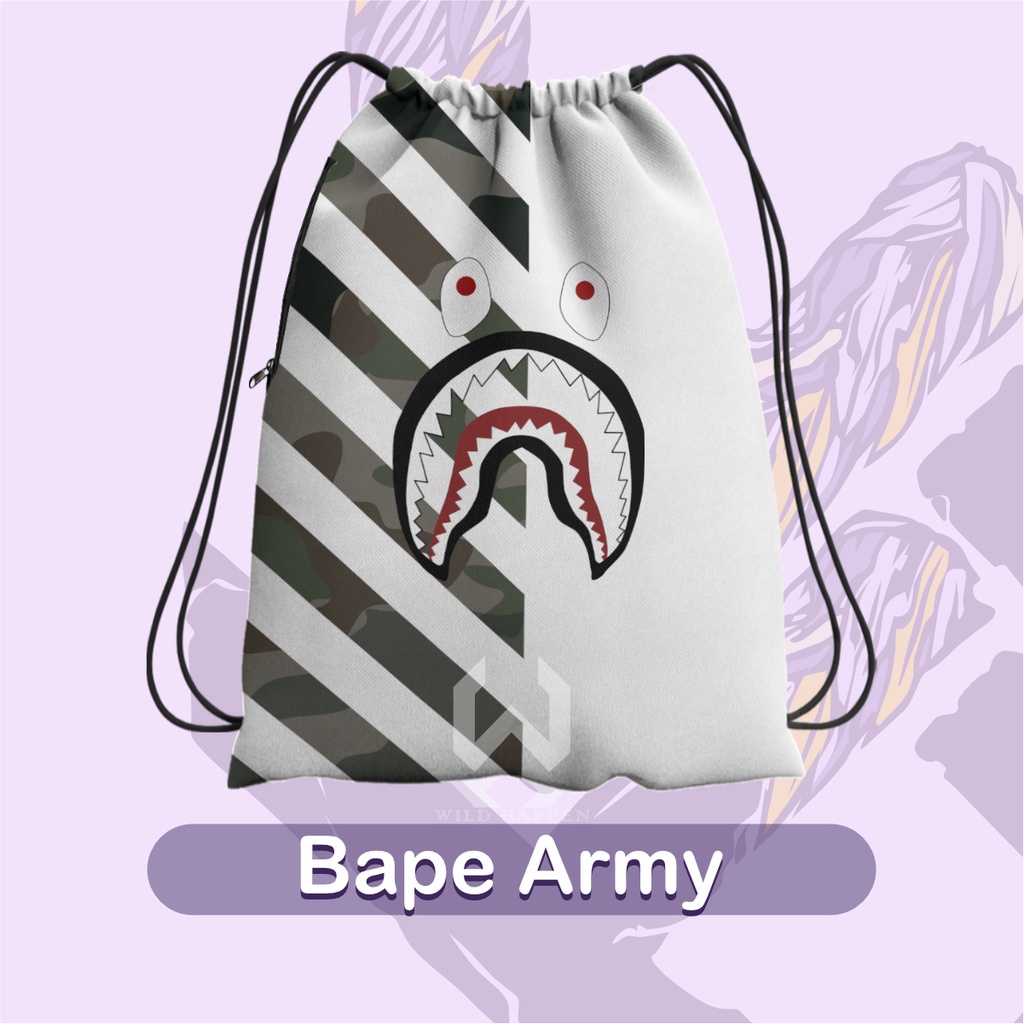Tas Serut / String Bag Full Print Bape Army as Serut Olahraga Futsal Tas serut Olahraga Tas serut Se